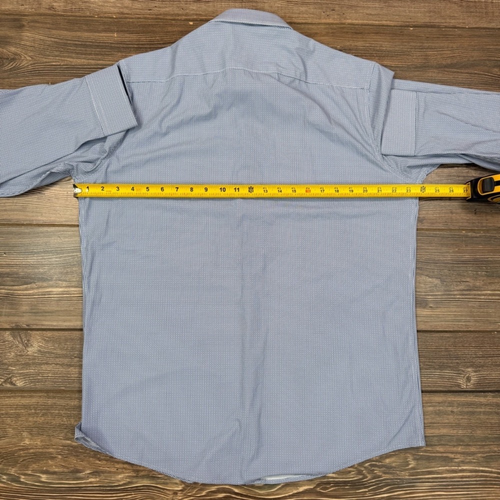 Collars & Co Mens Size LARGE Apex Dress Shirt Navy White Basketweave Stretch - Picture 6 of 10